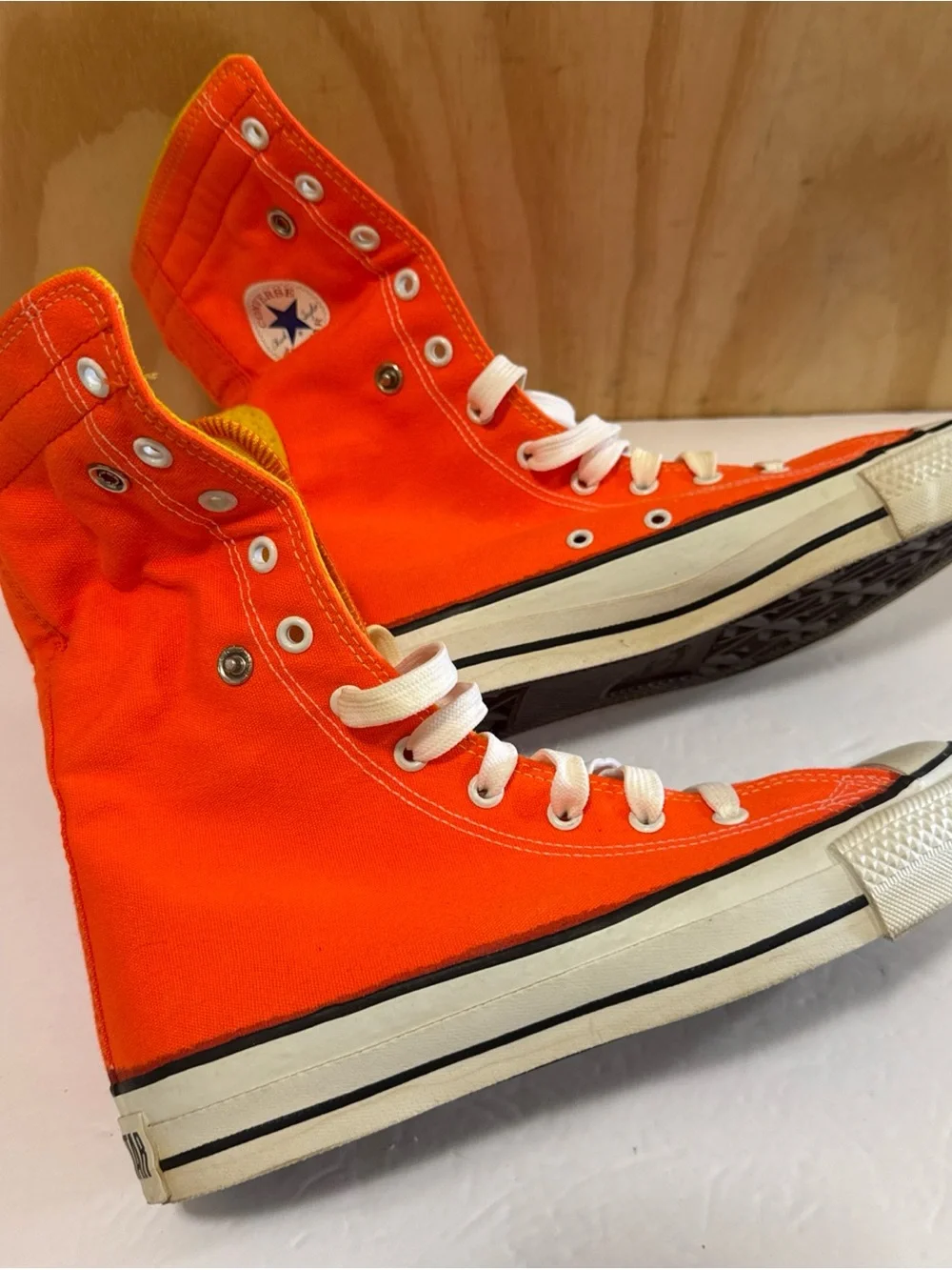 Vintage 70's converse allstar hi-top orange sneakers US sz 9 - Picture 8 of 9